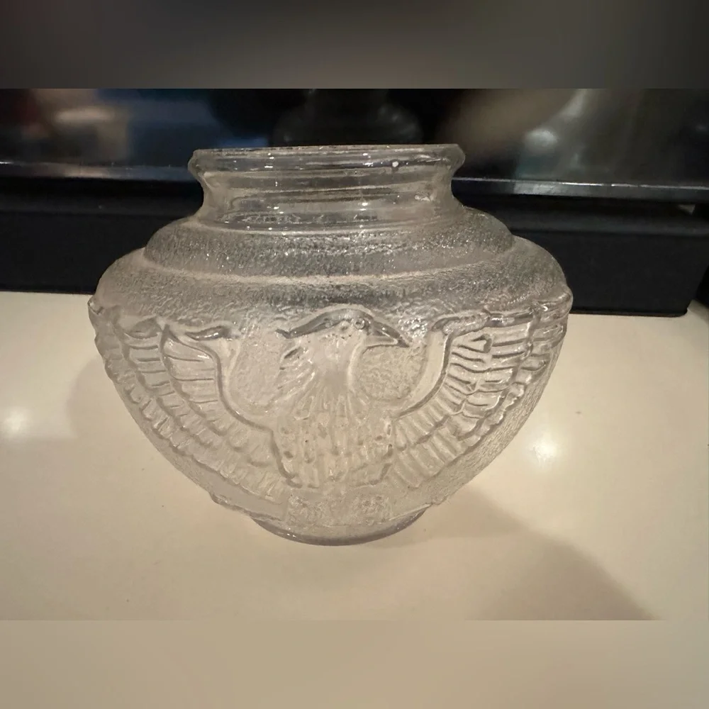 Vintage American Eagle Stars Clear Glass Textured Lamp Light Shade Fitter RARE